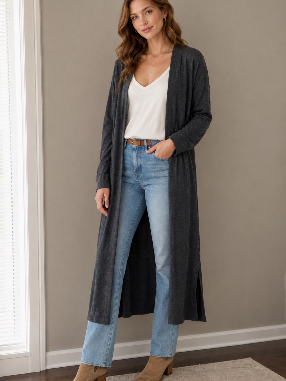 NWT - Max Studio 100% Fine Merino Wool Duster Cardigan